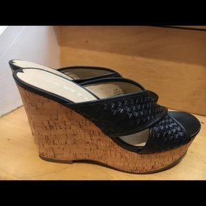 Via Spiga Black Cork Wedges